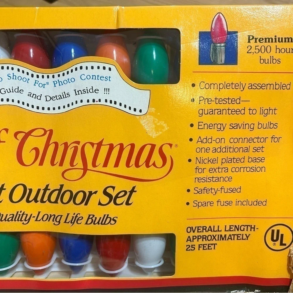 Vintage Kodak Color of Christmas C9 Christmas String Lights NEW 25 Light Outdoor